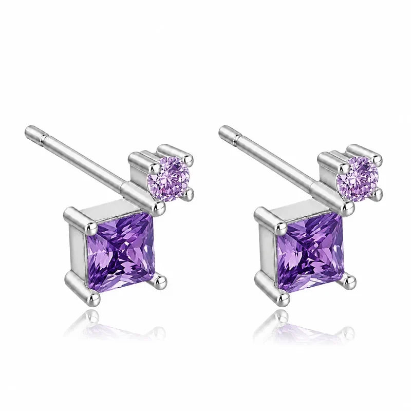 Aretes con Zirconias de Colores Apiladas
