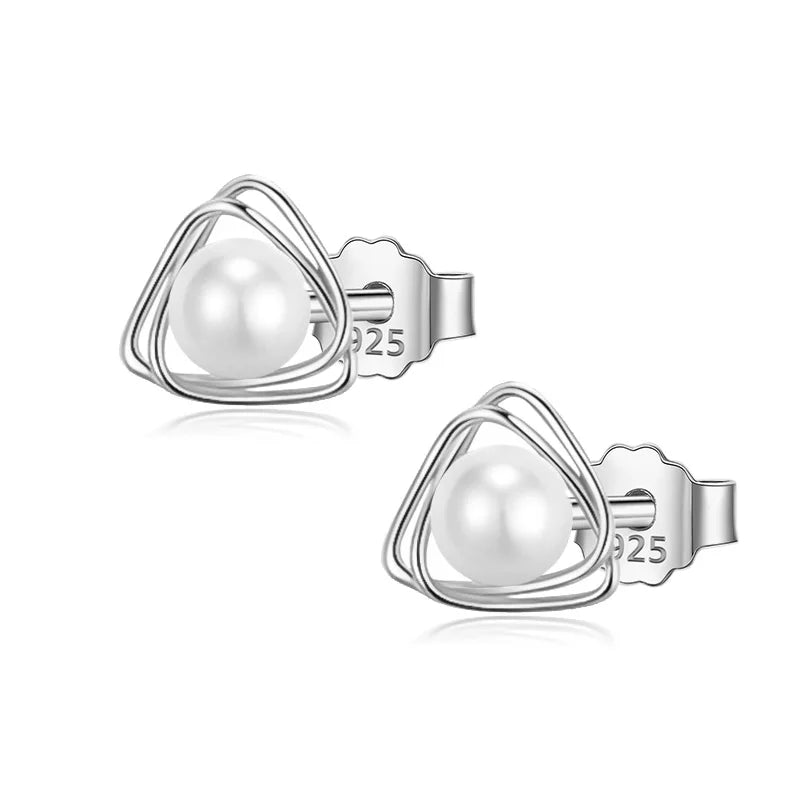 Aretes Triángulo con Perla