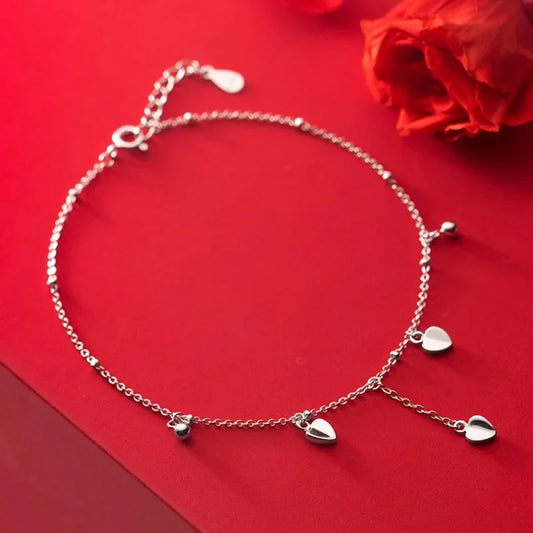 Tobillera Corazón con Bolitas Colgantes