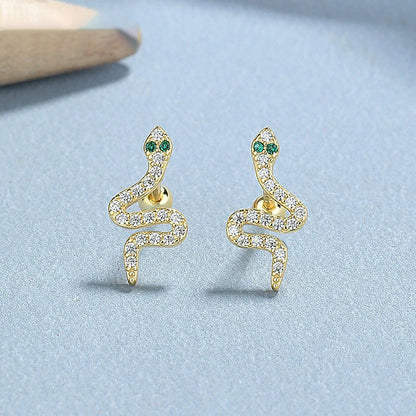 Aretes Serpiente en Espiral con Zirconias