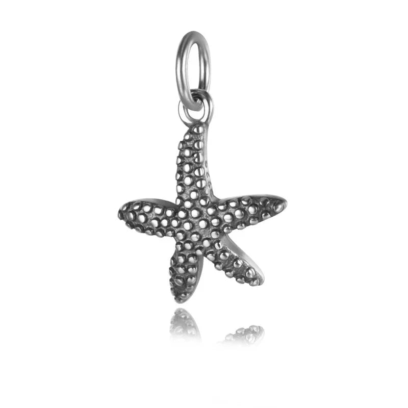 Dije Estrella de Mar Plateada o Envejecida