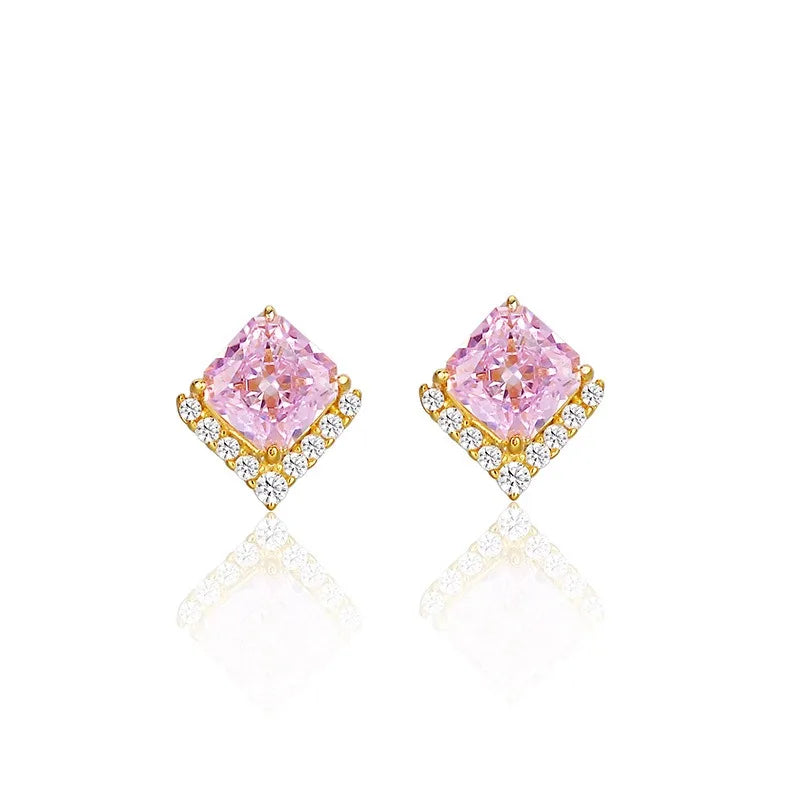 Aretes Botón Zirconia Cuadrada II