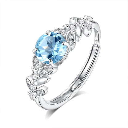 Anillo Ajustable Hoja con Cristal Natural