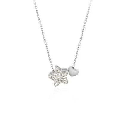 Collar Estrella y Corazón con Zirconias