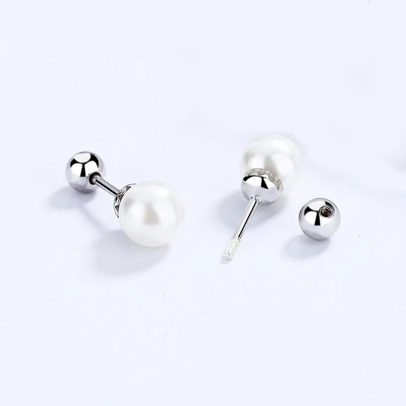 Aretes de Perla con Cierre de Rosca
