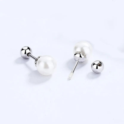 Aretes de Perla con Cierre de Rosca