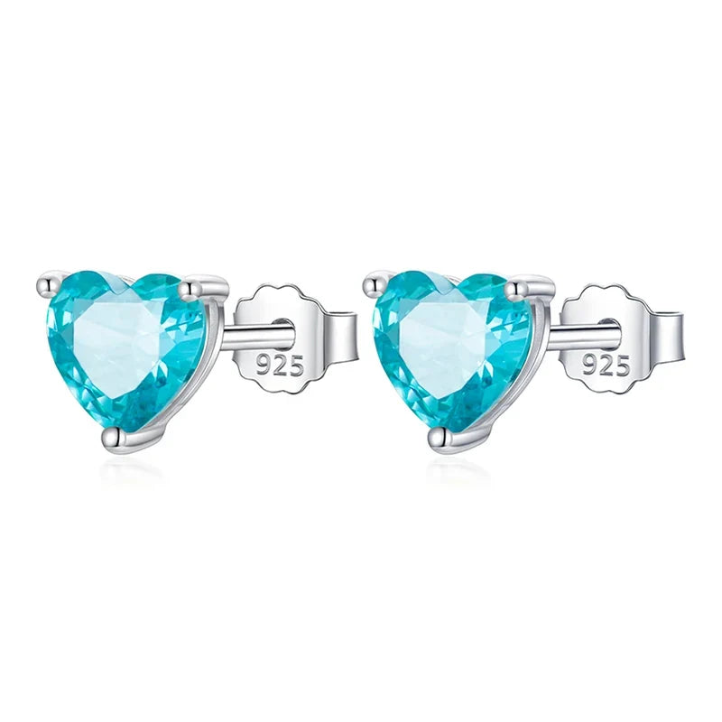 Aretes Mini Corazón con Zirconia de Color