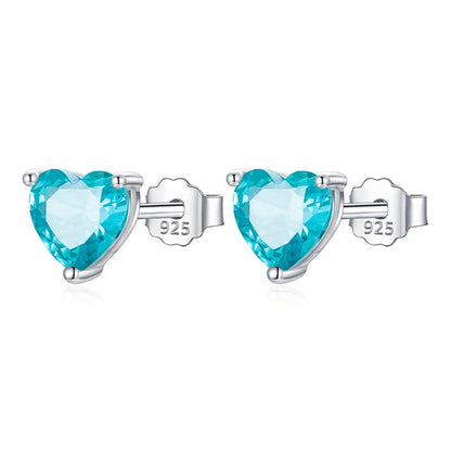 Aretes Mini Corazón con Zirconia de Color
