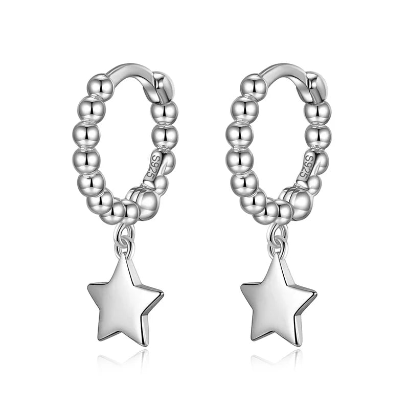 Arracadas con Bolita y Estrella Colgante