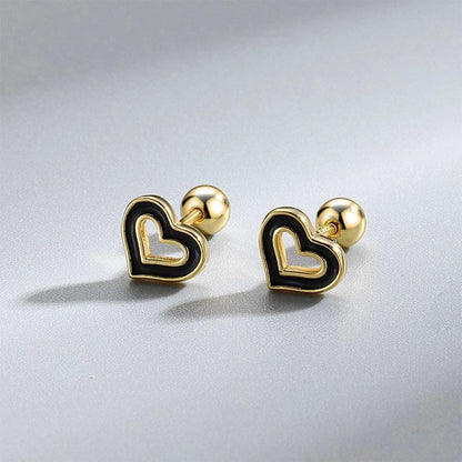 Aretes Corazón Calado de Color
