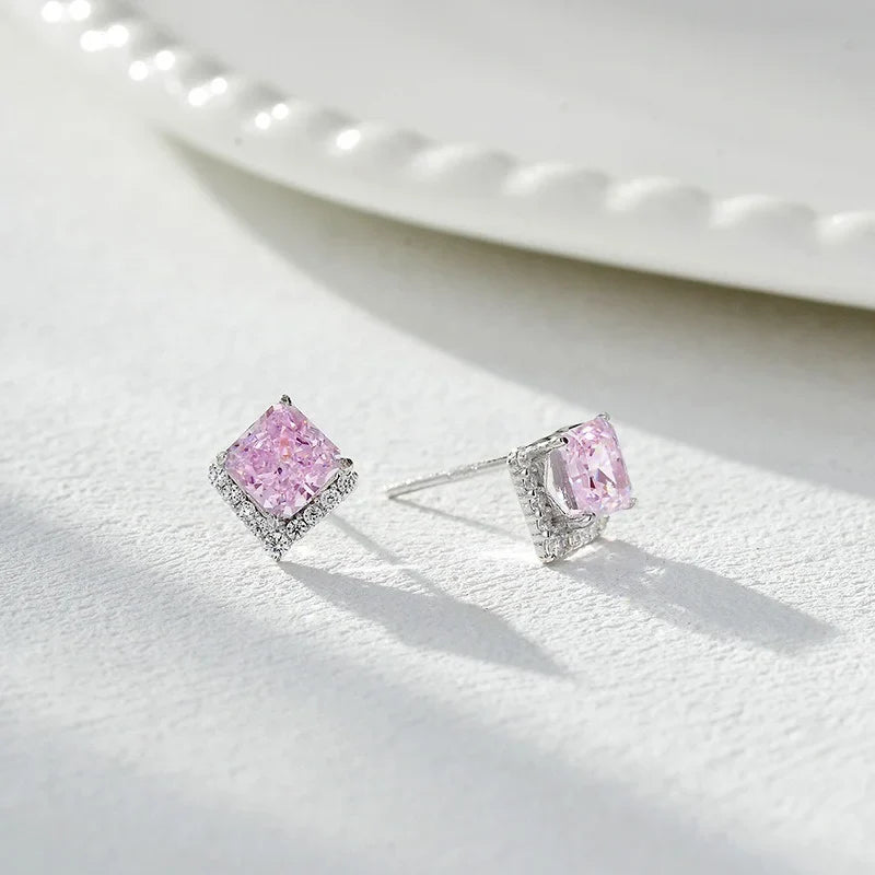 Aretes Botón Zirconia Cuadrada II