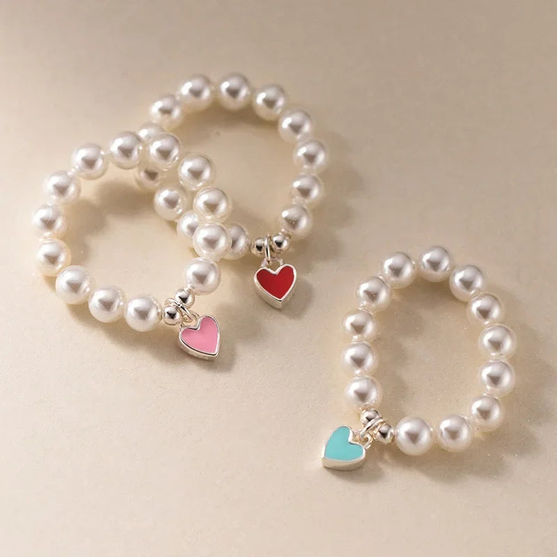 Anillo Abierto Corazón con Perla