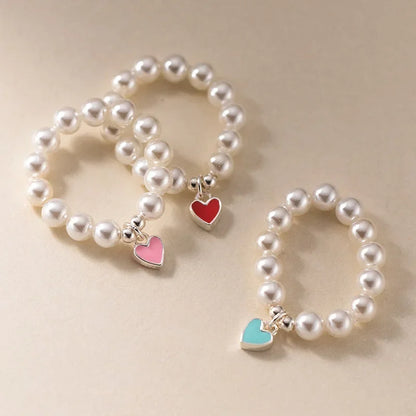 Anillo Abierto Corazón con Perla