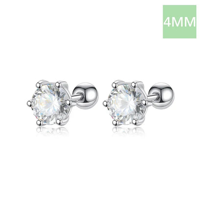 Aretes Botón Zirconia de Seis Garras