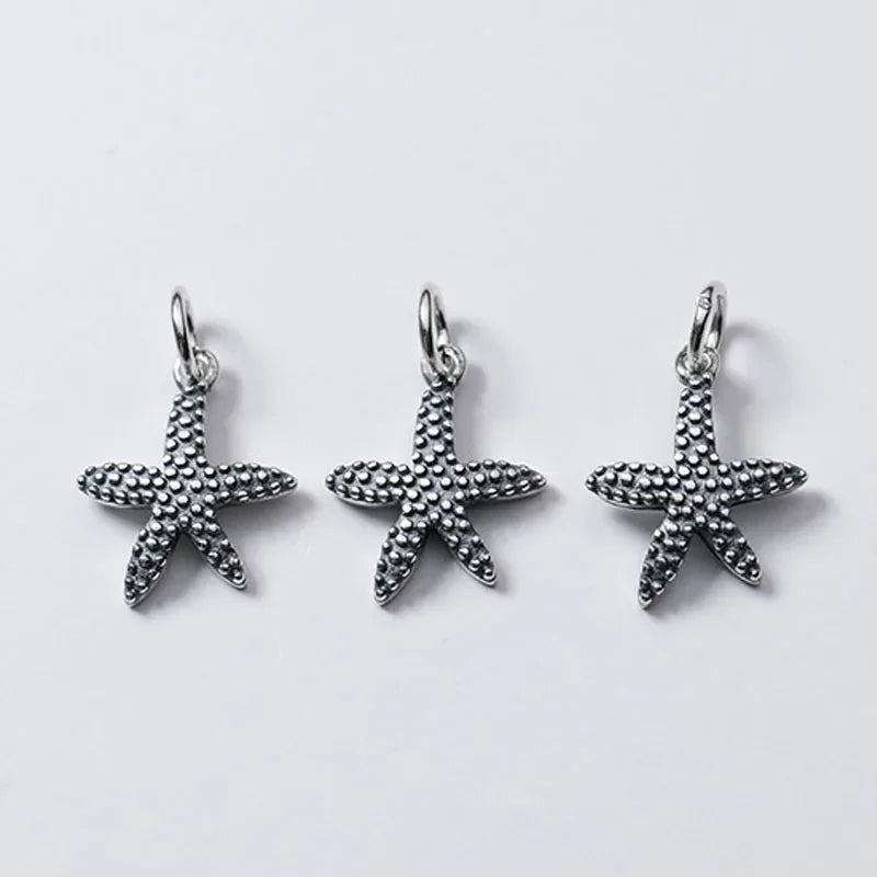 Dije Estrella de Mar Plateada o Envejecida