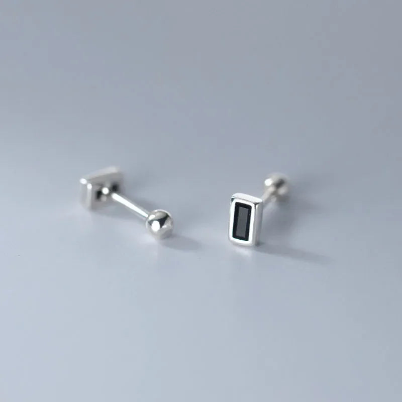 Aretes Zirconia Cuadrada Blanca o Negra