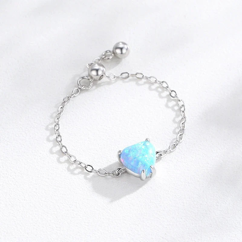 Anillo Corazón de Ópalo Ajustable