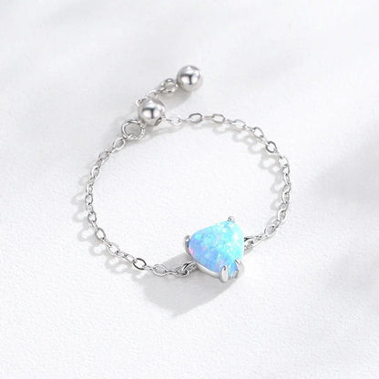 Anillo Corazón de Ópalo Ajustable