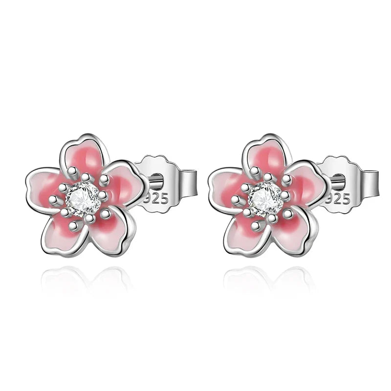 Aretes Flores en Blanco, Rosa o Negro