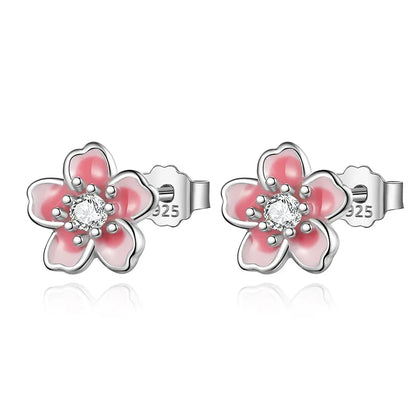 Aretes Flores en Blanco, Rosa o Negro
