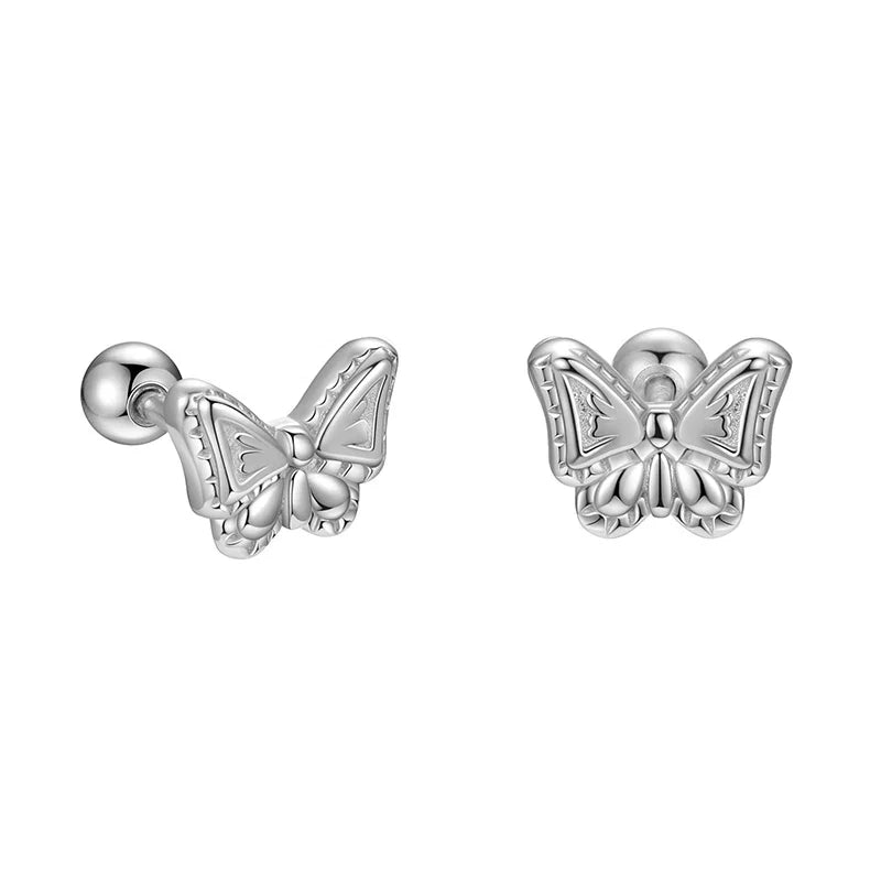 Aretes Mariposa Lisa con Cierre de Rosca