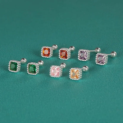 Aretes Cuadrados de Zirconia de Color