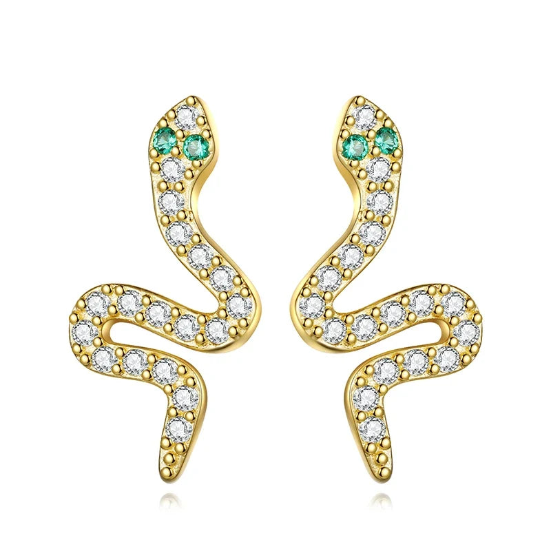 Aretes Serpiente en Espiral con Zirconias
