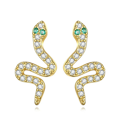 Aretes Serpiente en Espiral con Zirconias