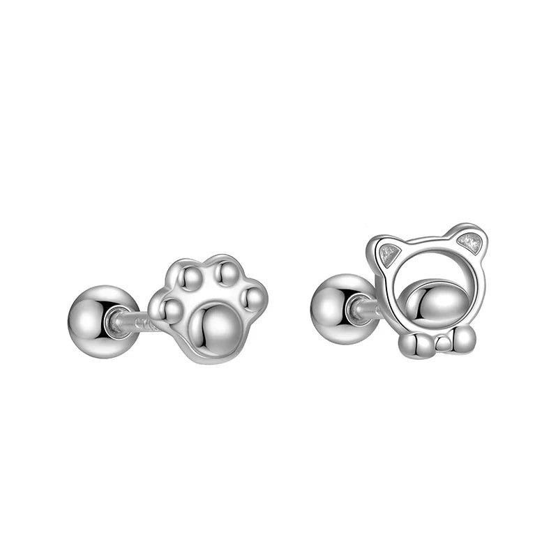 Aretes Huellita de Oso en Plateado u Oro Blanco