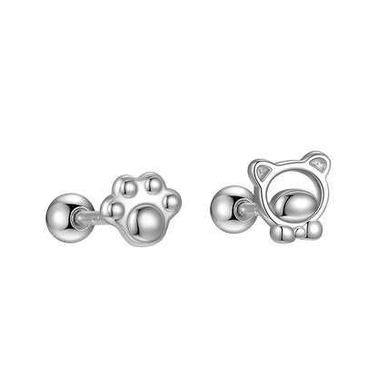 Aretes Huellita de Oso en Plateado u Oro Blanco