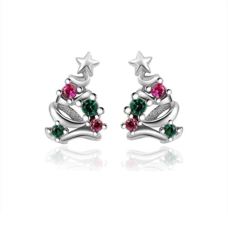 Aretes Árbol de Navidad con Cierre de Rosca