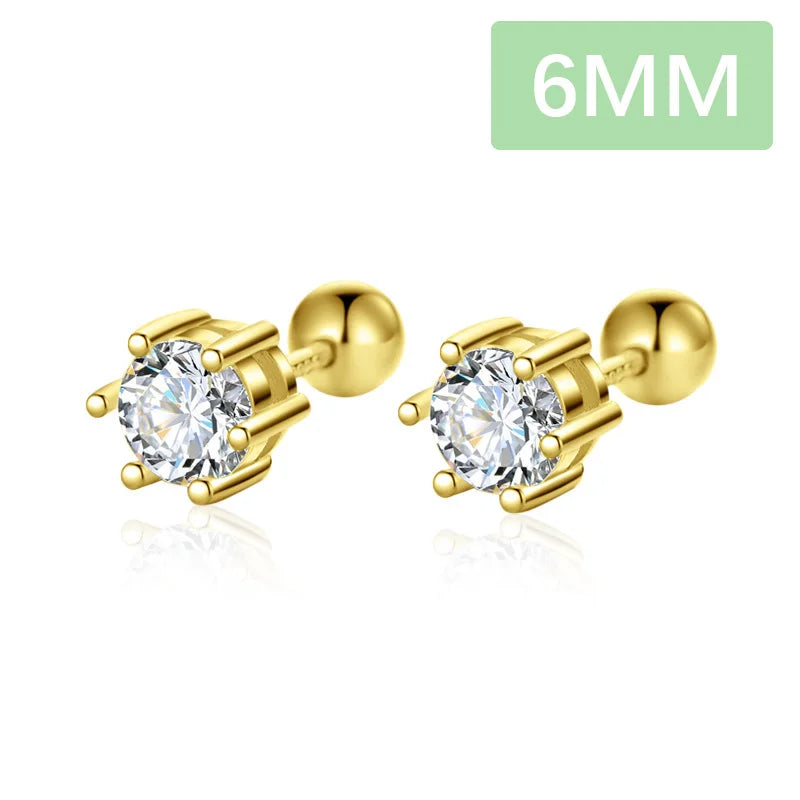 Aretes Zirconia de Seis Garras Dorados o Plateados