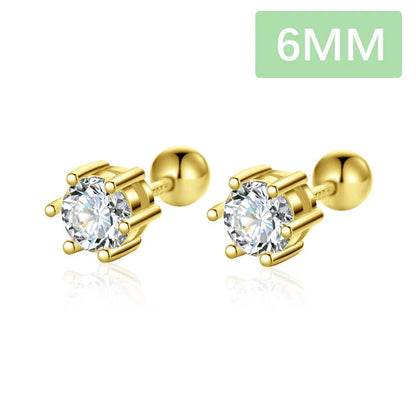 Aretes Zirconia de Seis Garras Dorados o Plateados