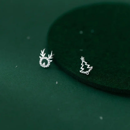 Aretes Asimétricos Reno y Árbol de Navidad