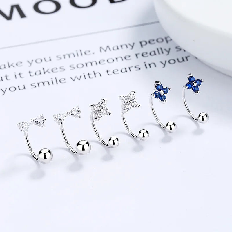 Aretes Bolita Flor o Moño con Zirconia