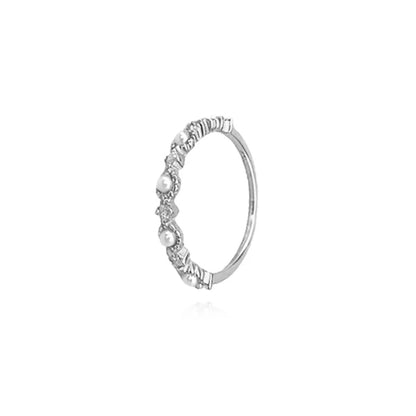Anillo de Bandas Apiladas con Perla y Zirconias