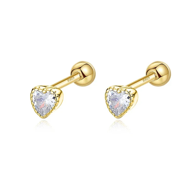 Aretes Zirconia de Color en Cuatro Formas con Rosca