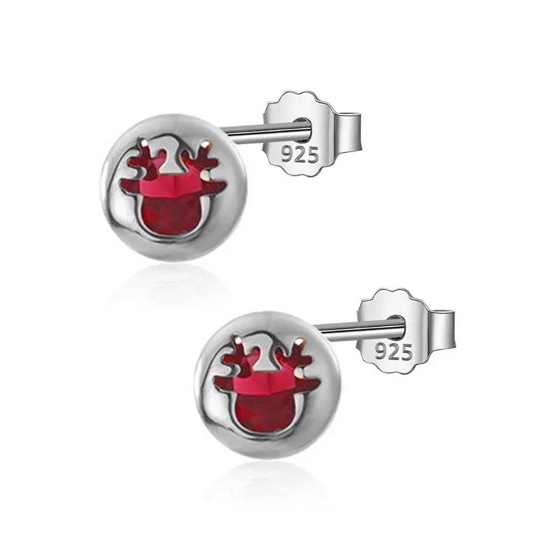 Aretes Corazón o Venado con Zirconia Roja