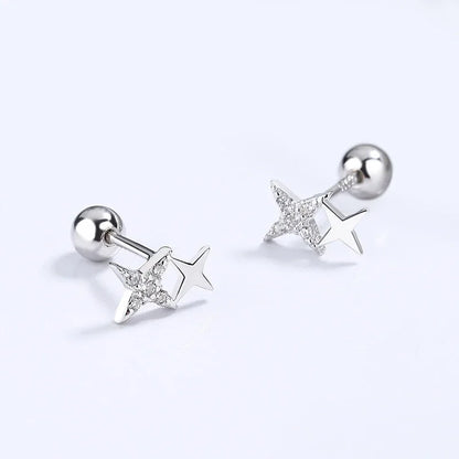 Aretes Estrella Brillante con Cierre de Rosca