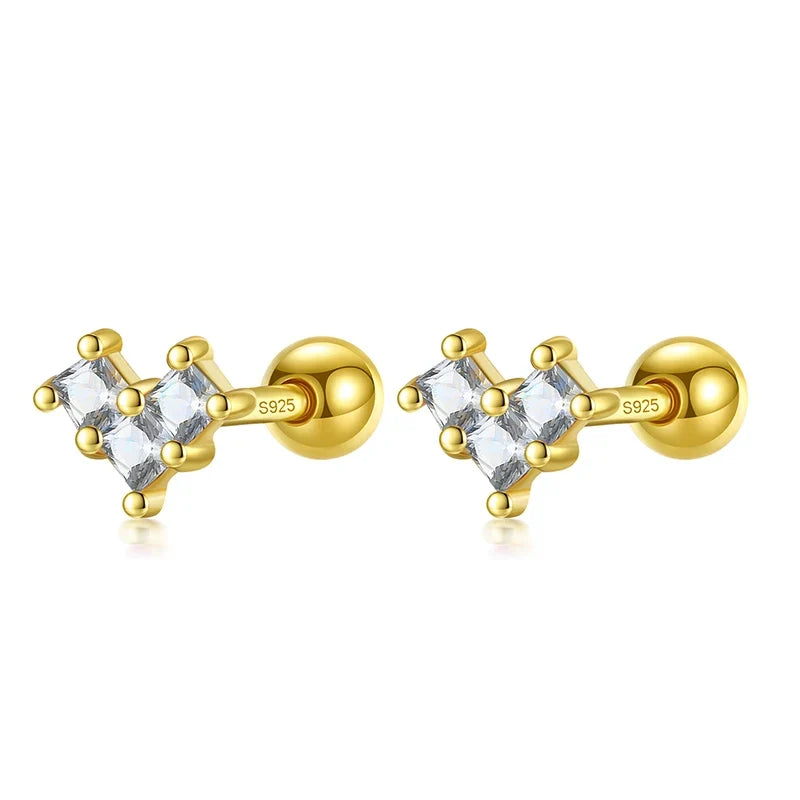 Aretes Bolita con Corazón de Zirconia