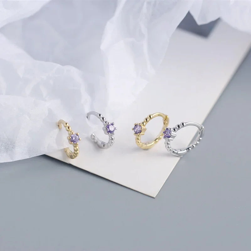 Arracadas Pequeñas Unisex con Zirconia de Color