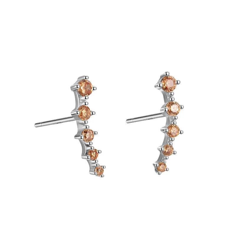 Aretes Curvos con Zirconias de Color