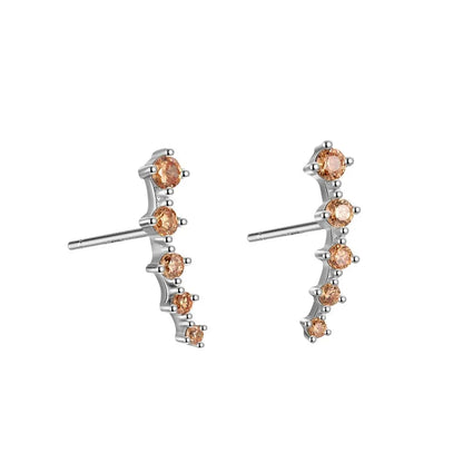 Aretes Curvos con Zirconias de Color