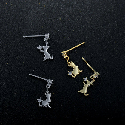 Aretes Gato en Plateado o Dorado
