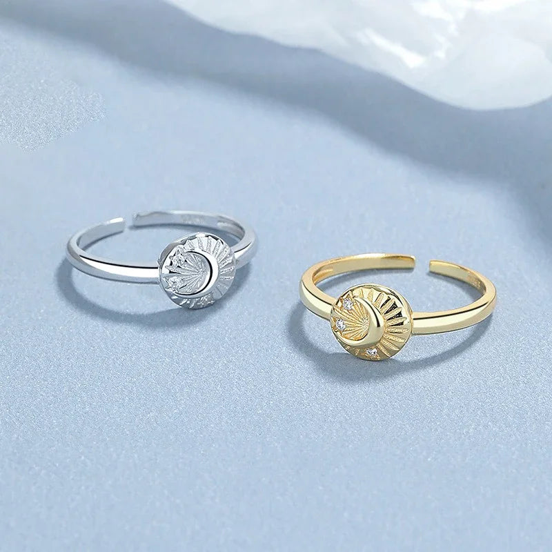 Anillo Abierto Sol y Luna con Zirconias