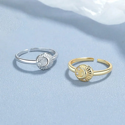 Anillo Abierto Sol y Luna con Zirconias