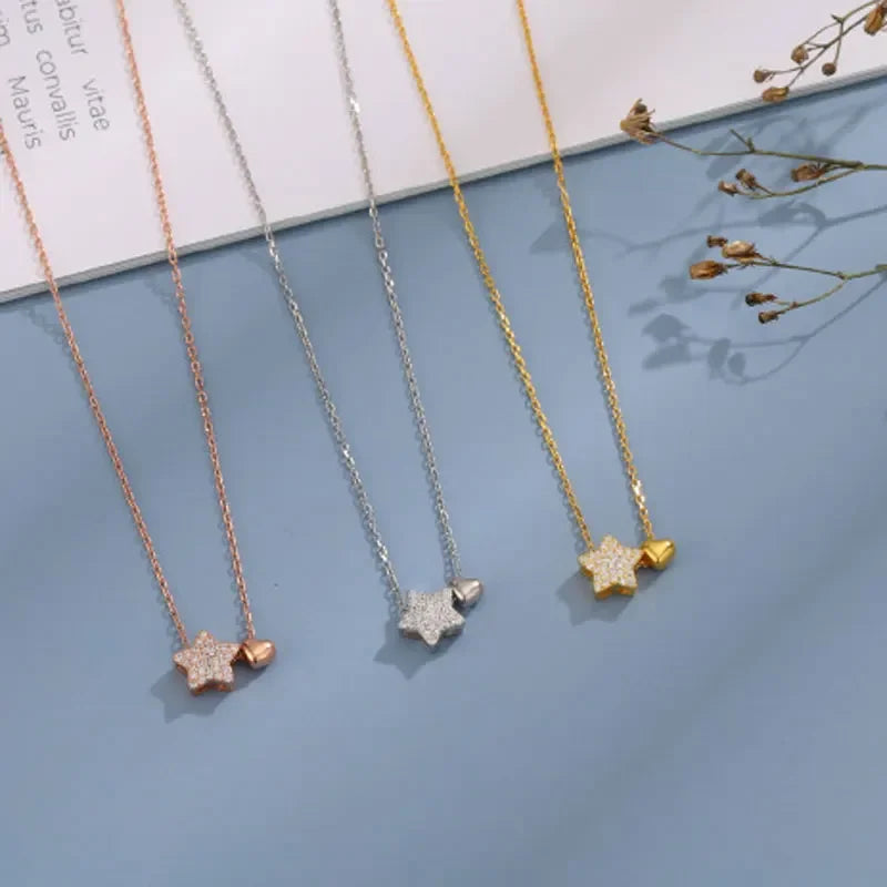 Collar Estrella y Corazón con Zirconias