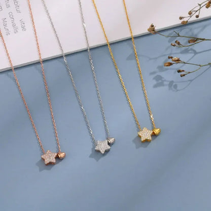 Collar Estrella y Corazón con Zirconias