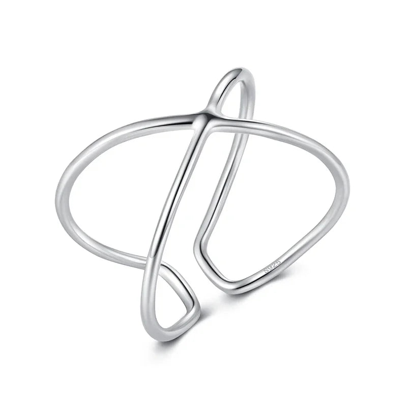Anillo Doble Línea Cruzada