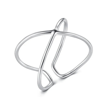 Anillo Doble Línea Cruzada